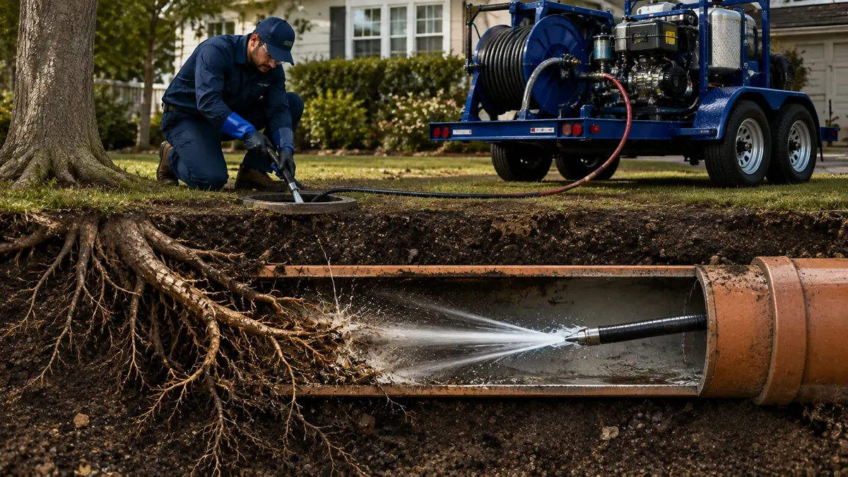 Tree Root Removal with Hydro Jetting in Tupman